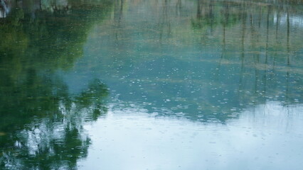 The beautiful countryside view with the village reflection in water on the south of the China