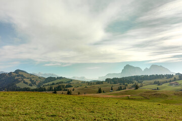 Landscape Impression of Alpe di Siusi (Seiser Alm), Dolomites, Italy, in autumn outdoors