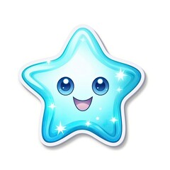 Christmas star emoji sticker. Gold cartoon star emoji. Bioluminescent Christmas star. A collection of merry Christmas emojis and logos. Collection of bioluminescent stickers. Generative ai