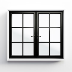 3D image of casement window design with panels isolated on white background.