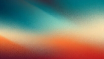 Blurred abstract grainy color gradient background blue teal red beige orange noise texture poster...