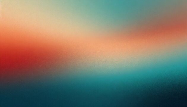 Blurred abstract grainy color gradient background blue teal red beige orange noise texture poster banner design