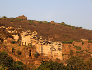 Fototapeta na wymiar Bundi India Taragarh Fort is gigantic architecture nestled in Bundi district. Also known as Star Fort, it was constructed in the 16th century. 