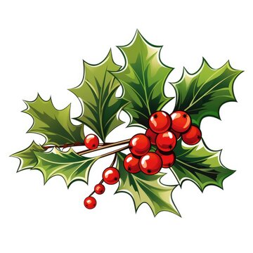 "Festive Foliage Delight: Clipart Collection Featuring Mistletoe and Holly Berries for Holiday Cheer." Generativ ai.