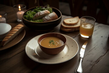 Thick soup and bread
