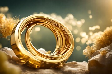 Fancy Golden air ring with beautiful design   - obrazy, fototapety, plakaty