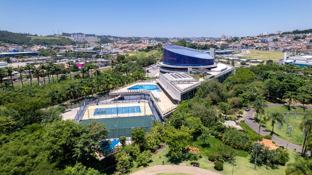 SESC of the city of Jundiai in Sao Paulo, Brazil. Aerial view