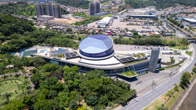 SESC of the city of Jundiai in Sao Paulo, Brazil. Aerial view