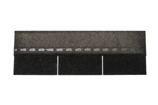 Black Shingles bitumen roofing cover sheets isolated on white background. Realistic shingles for roof covering.  Construction material.