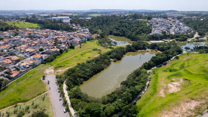 Fototapeta na wymiar Aerial view of Engordadouro Park in the city of Jundiai, Sao Paulo, Brazil.