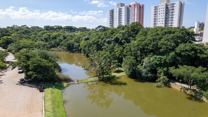 Fototapeta premium Aerial view of Engordadouro Park in the city of Jundiai, Sao Paulo, Brazil.