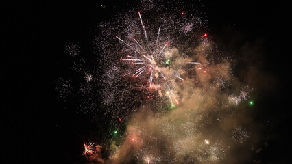 The beautiful fireworks show for celebrating the Chinese  traditional spring festival in the countryside village