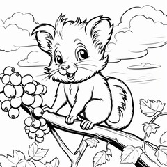 Coloring pages for kids gooseberry cartoon style Ai generated Pictures art
