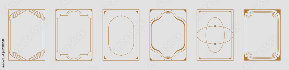Aufkleber Vector set of design elements and illustrations in simple linear style - boho arch logo design elements and frames for social media stories and posts