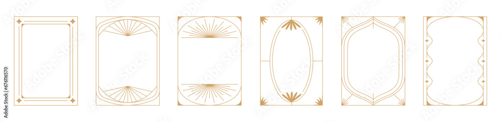 Aufkleber Vector set of design elements and illustrations in simple linear style - boho arch logo design elements and frames for social media stories and posts