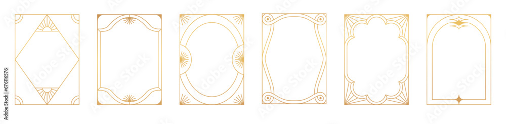 Aufkleber Vector set of design elements and illustrations in simple linear style - boho arch logo design elements and frames for social media stories and posts