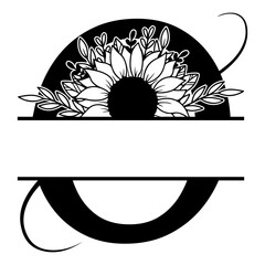 Sunflower Split Monogram svg, png, Floral Monogram Clipart, Sunflower Letter Graphic, Alphabet Bundle, Name Monogram