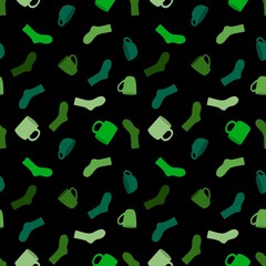 Winter warm socks and cup of tea seamless Christmas pattern for wrapping paper and fabrics and linens