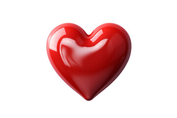 Red heart in 3d rendering style isolated on transparent background. 