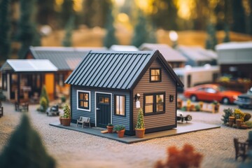 Tiny Home Living - stylishly designed tiny home Model - AI Generated - obrazy, fototapety, plakaty