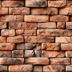 Fototapeta premium Textured background of brown brick wall made from burnt bricks.