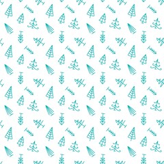 Fototapeta na wymiar Christmas tree seamless pattern for wrapping paper and fabrics and linens and kids clothes print