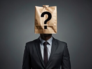 businessman with question mark on head