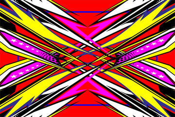 vector abstract racing background design with a unique striped pattern and a combination of bright colors and star effects