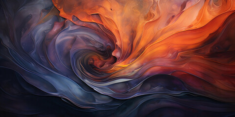 Abstract oil painting, thick impasto technique, swirling colors, rich texture