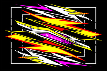 vector abstract racing background design with a unique striped pattern and a combination of bright colors and star effects