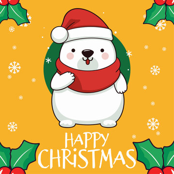 Vector of a Delightful Polar Bear Cartoon: Perfect for a Children’s Winter Holiday Party