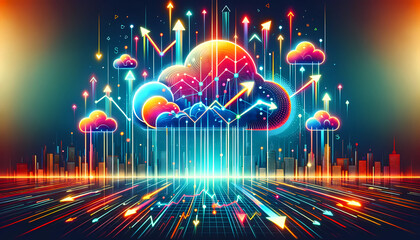 Public cloud, Private cloud, Hybrid cloud, Multi-cloud, Cloud storage, Cloud hosting, Cloud migration, SaaS, IaaS, PaaS - obrazy, fototapety, plakaty