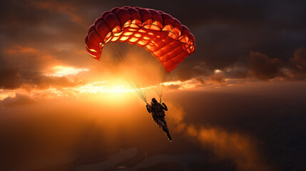 Paratrooper in the sky - obrazy, fototapety, plakaty