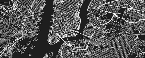 Fototapeta premium City map New York USA, travel poster detailed urban street plan, vector illustration 