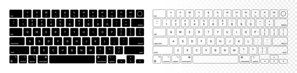 Fotobehang White and black color laptop computer keyboard on transparent background. Vector illustration © Vitya_M