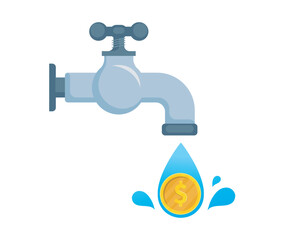 Money dripping from the faucet. flat vector illustration. stock illustration