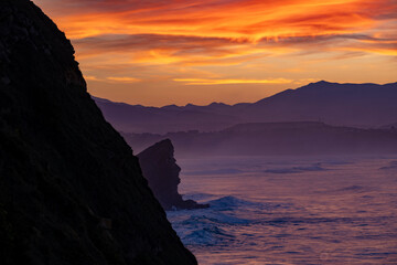 Cantabria coastline. Sunset - 676122373