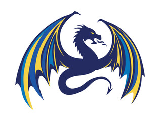 blue dragon tattoo. vector illustration. the Dragon. monogram. tattoo. 2024. dinosaur. year of the dragon.