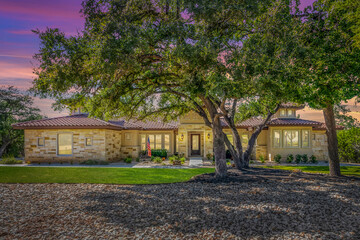 a home at sunset