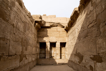 dramatic light hitting a hallway in Karnak Temple in Luxor Egypt