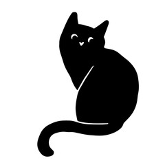 Silhouette of a black cat. Vector graphics.