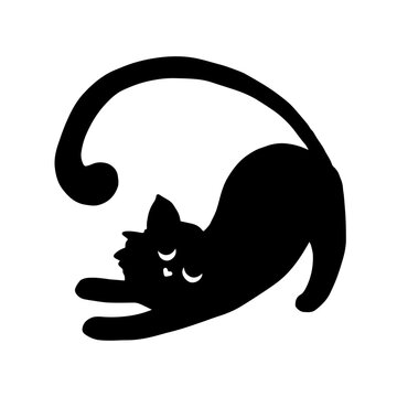 Silhouette of a black cat. Vector graphics.