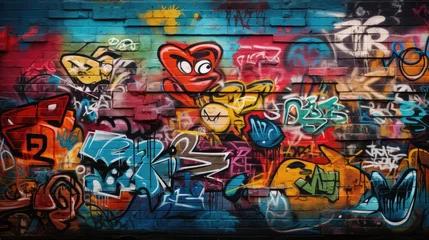 Foto op Canvas Colorful urban graffiti on the wall © BrandwayArt