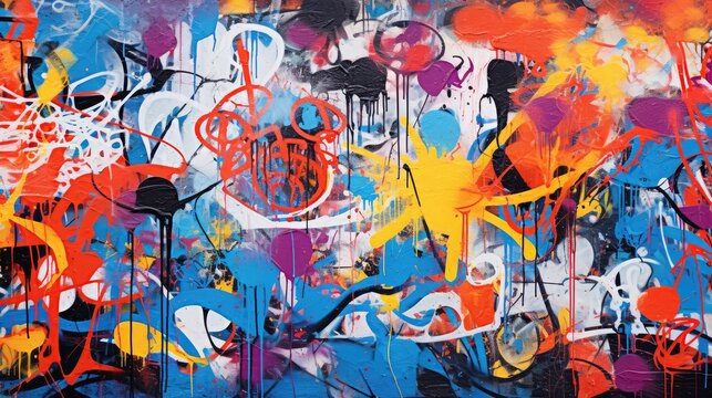 Fototapeta Colorful urban graffiti on the wall