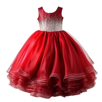 Red children dress for Christmas. Ai generated image