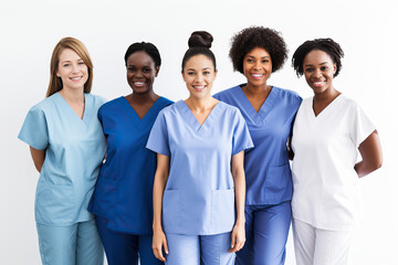 A Group of Women in Scrubs Posing for a Picture - Powered by Adobe