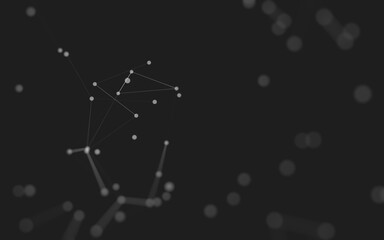 Abstract background. Molecules technology with polygonal shapes, connecting dots and lines. Connection structure. Big data visualization.