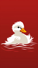 a white duck logo on a red background - Generative AI