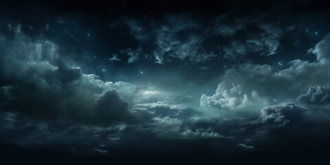 black blue dark teal night sky with clouds