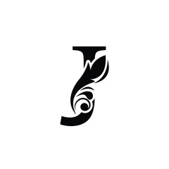 letter J. flower letters. Vintage ornament initial Alphabet. Logo vector